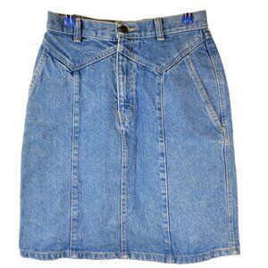 Vintage 80s Denim Mini Skirt Women Small 4 Light Wash Casual High Rise Blue Jean